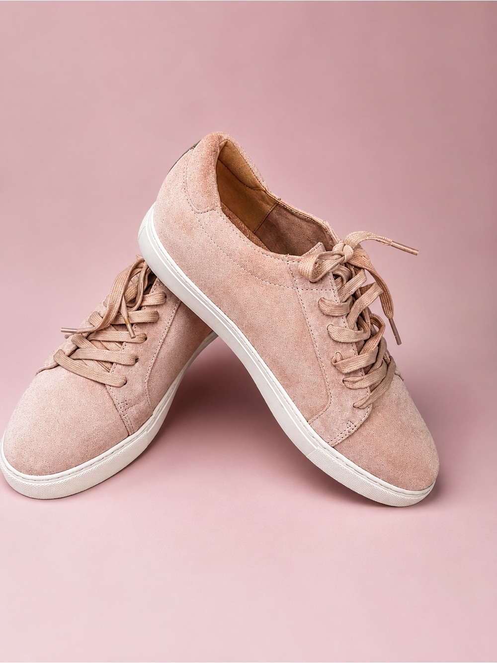 Kenneth Cole New York Blush Pink Leather Lace-Up Sneakers Casual Shoes
